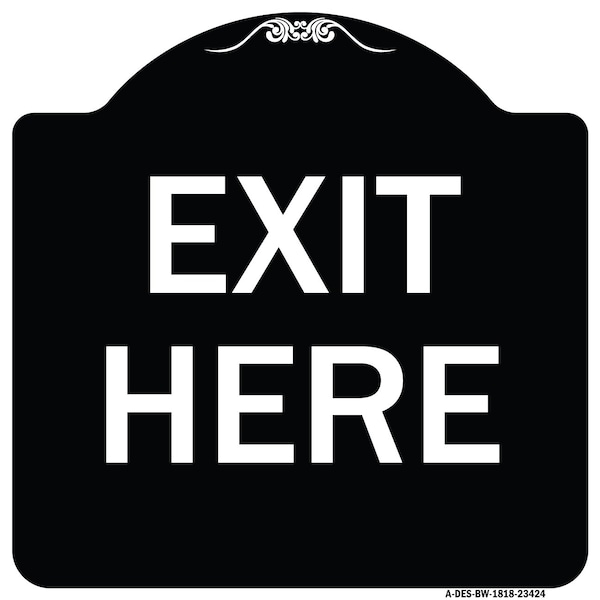 Parking Lot Exit Here Heavy-Gauge Aluminum Architectural Sign, 18" L, 18" H, BW-1818-23424